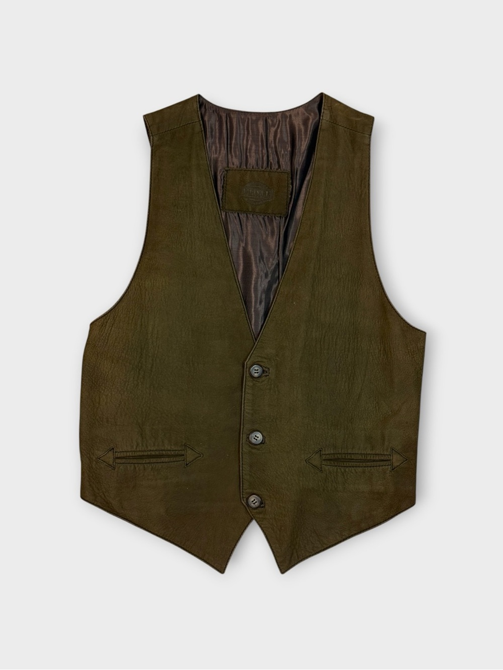 Vintage 80’s Vidal Bootmakers Olive Distressed Leather Vest — Spain